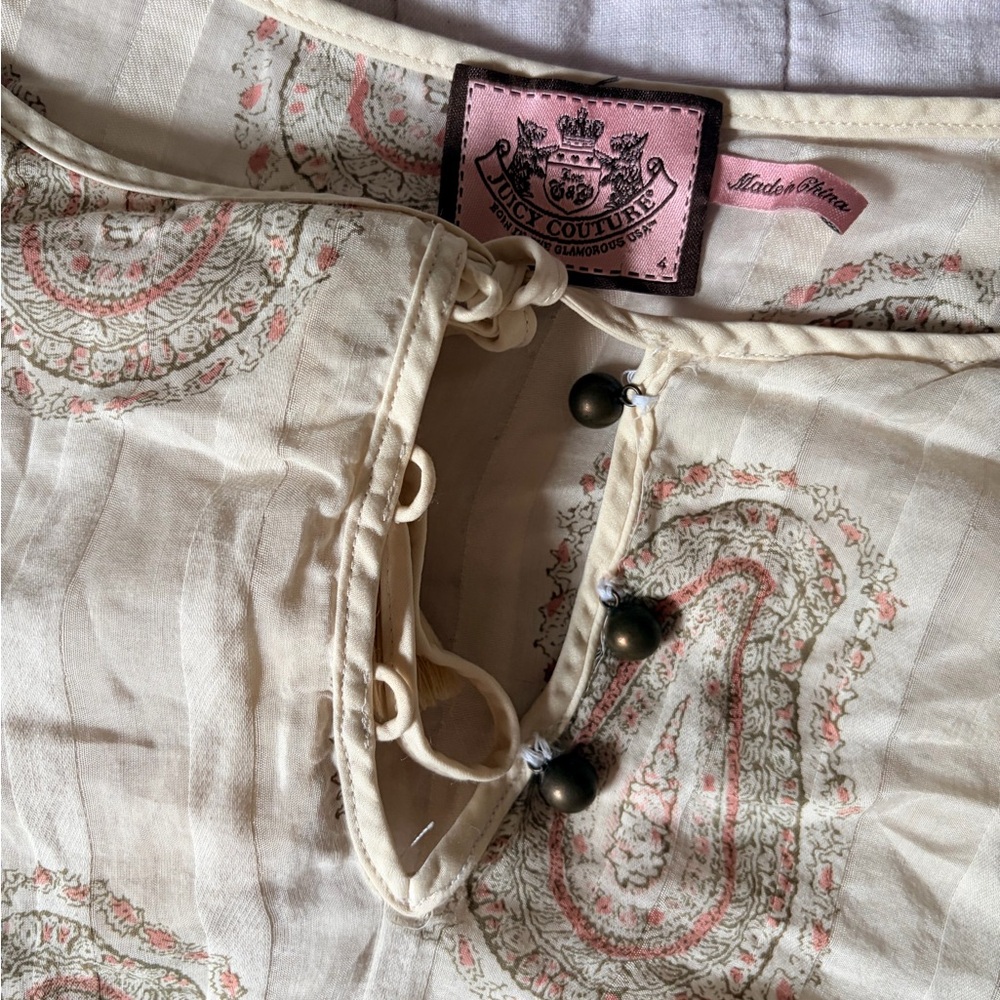 Juicy Couture Cream and Pink Paisley Top